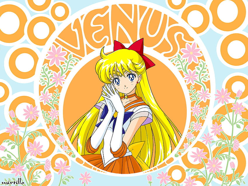 Sailor Venus, anime girl, anime, sailormoon, flower, cute, girl, female HD wallpaper