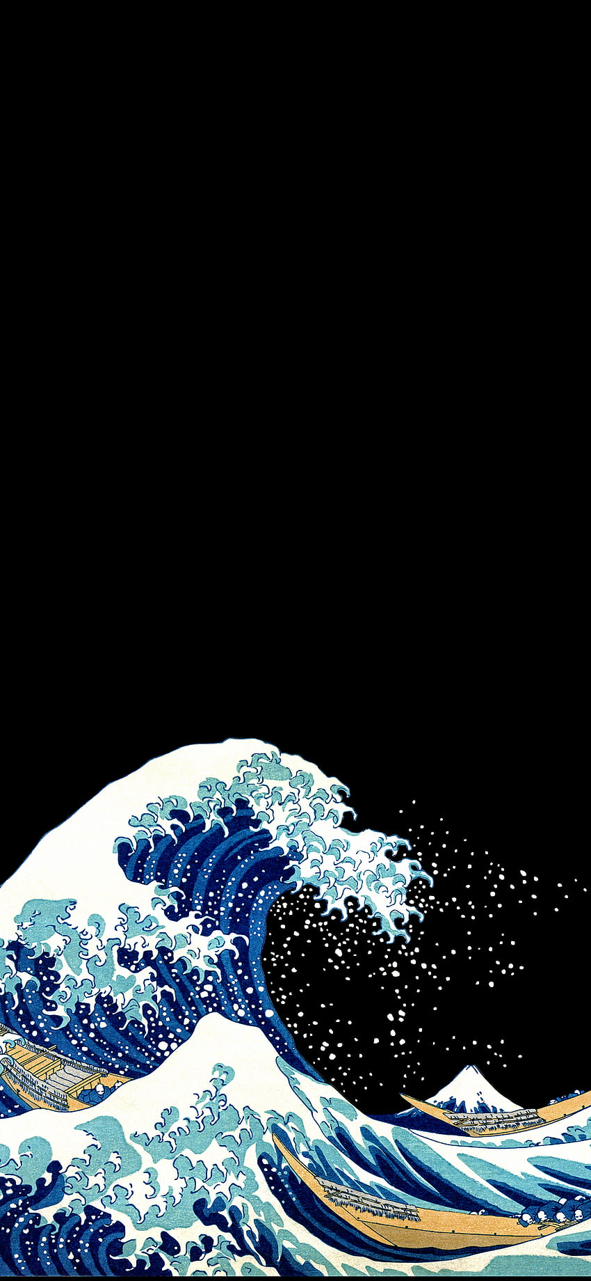 AMOLED Great Wave off Kanagawa, Japanese Art HD phone wallpaper