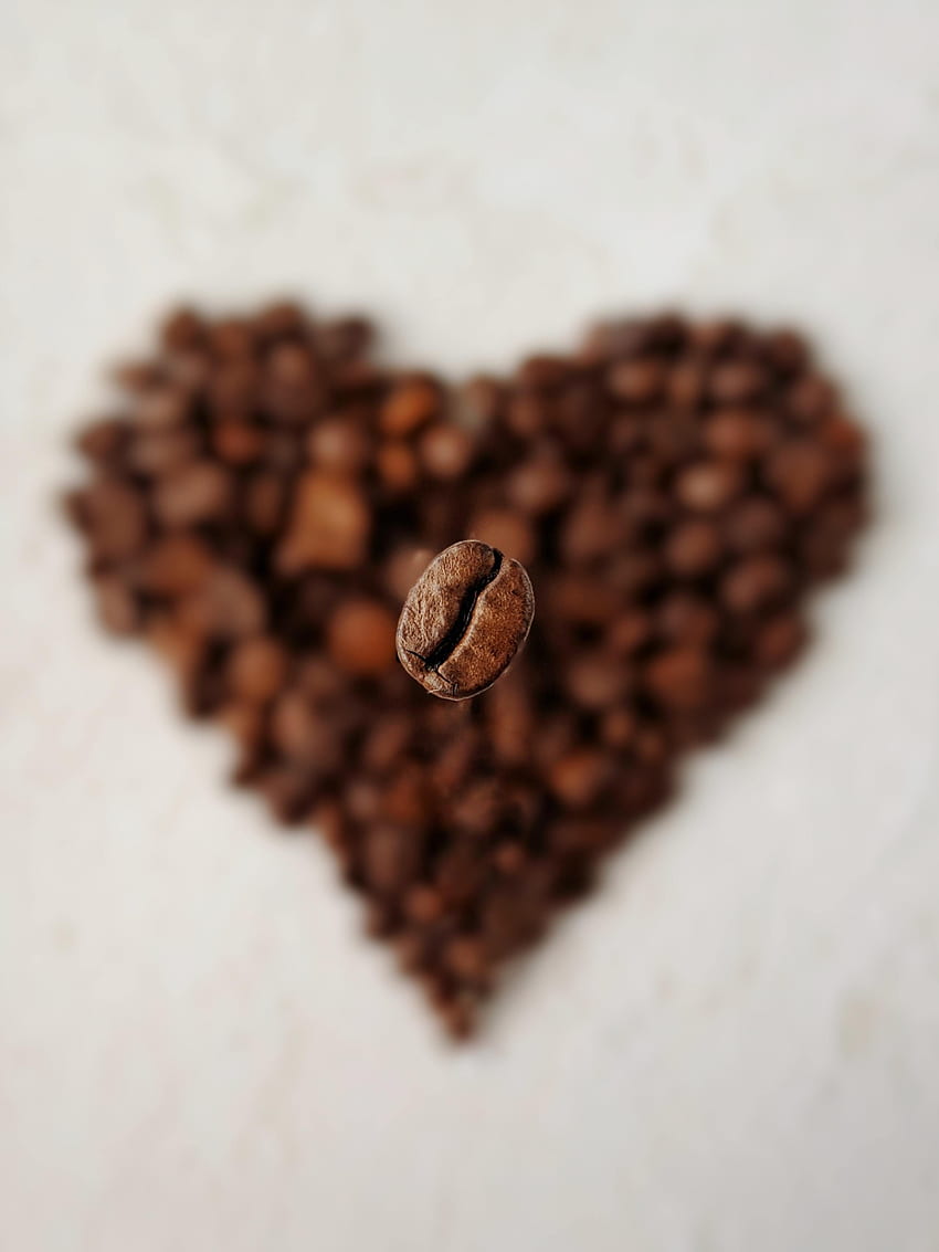 Food, Macro, Heart, Coffee Bean, Coffee Grain HD phone wallpaper