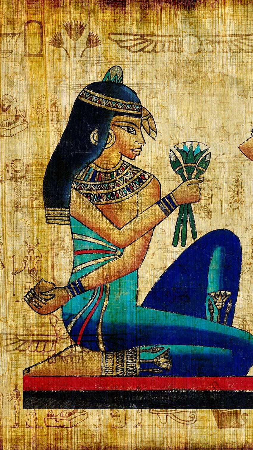 brunette, girl, ancient, egypt, drawing iphone 8+/7+/6s+/for parallax background, Old Egypt HD phone wallpaper