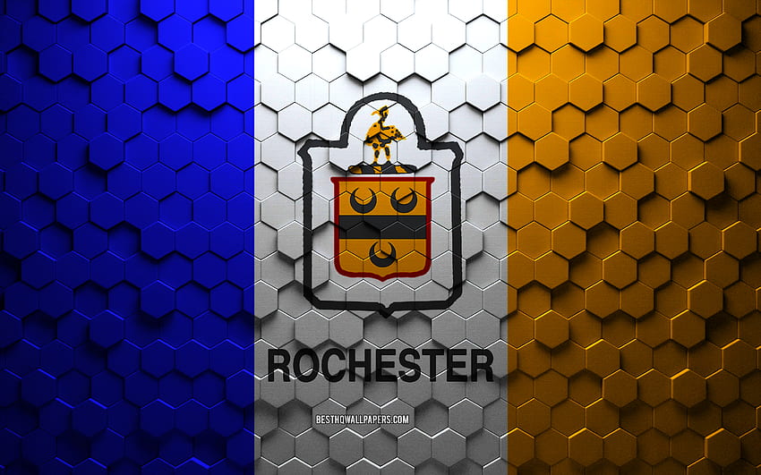 Flag of Rochester, New York, honeycomb art, Rochester hexagons flag ...