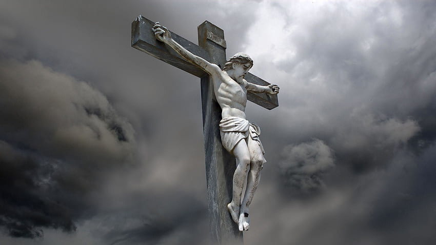 Gesù Cristo in croce con di nuvole Croce ., Gesù in bianco e nero Sfondo HD