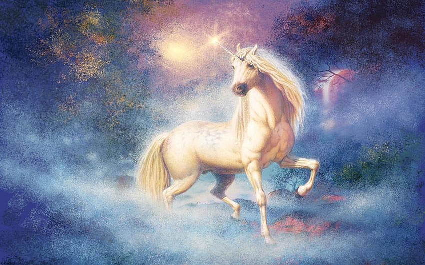 Unicorn Splendour, twilight, digital, horse, white, dust HD wallpaper ...