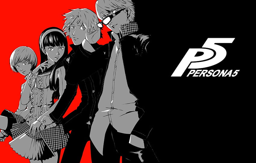 white, red, black, characters, Person 5, Persona - for , section сёнэн, Persona 5 iPad HD wallpaper