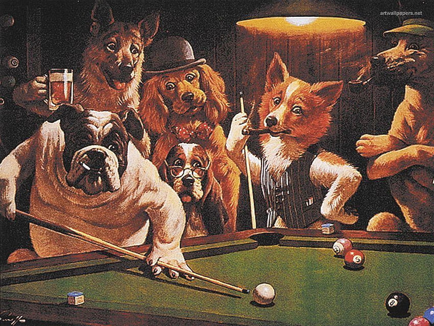 Anjing Bermain Poker Wallpaper HD