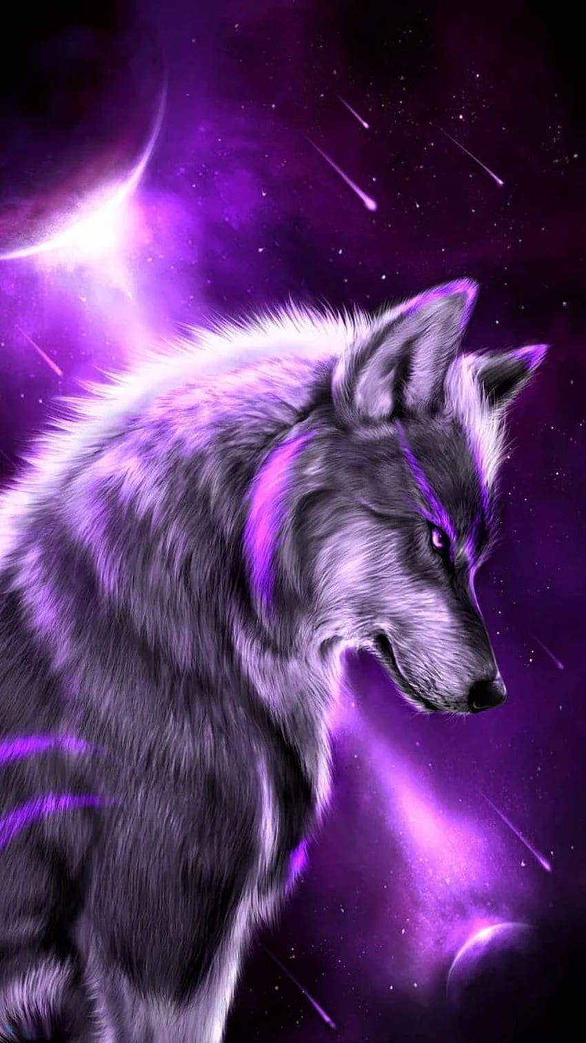 당신은 보라색을 원했습니다. 2019년에 하나 드렸어요. Wolf, Purple Spirit Wolf HD 전화 배경 화면