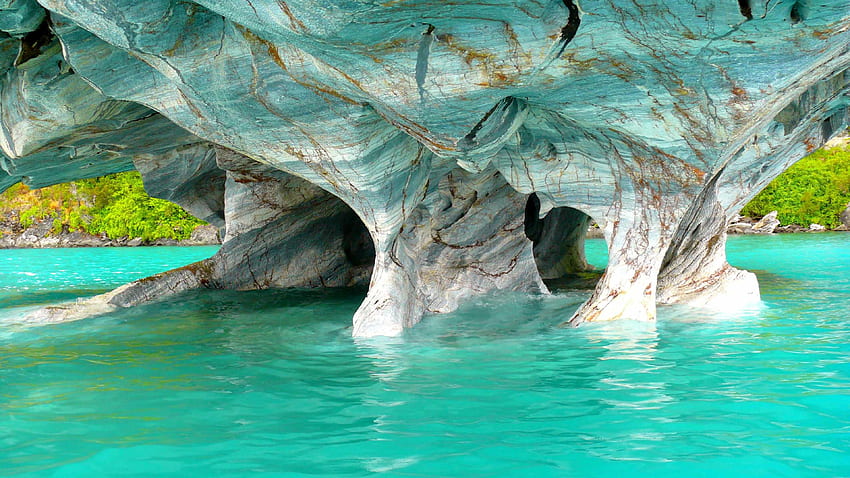 Marble caves, Chile, ocean, , Nature HD wallpaper