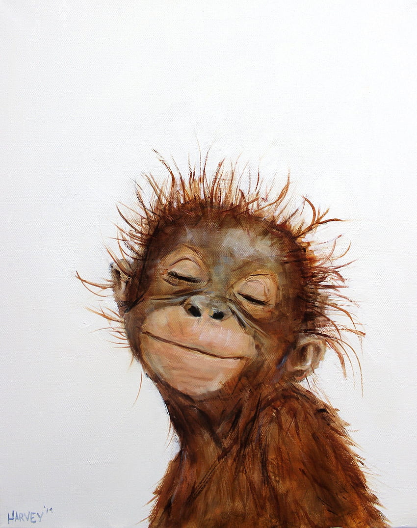 Cetakan Orangutan Kecil 2 di atas kanvas - wallpaper ponsel HD