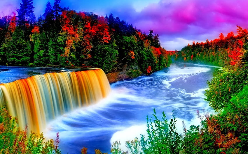 ٥﻿ღೋƸ̵̡Ӝ̵̨̄Ʒღೋ♥. Schöne Naturszenen, Wasserfall, Regenbogenwasserfall, kühler Wasserfall HD-Hintergrundbild