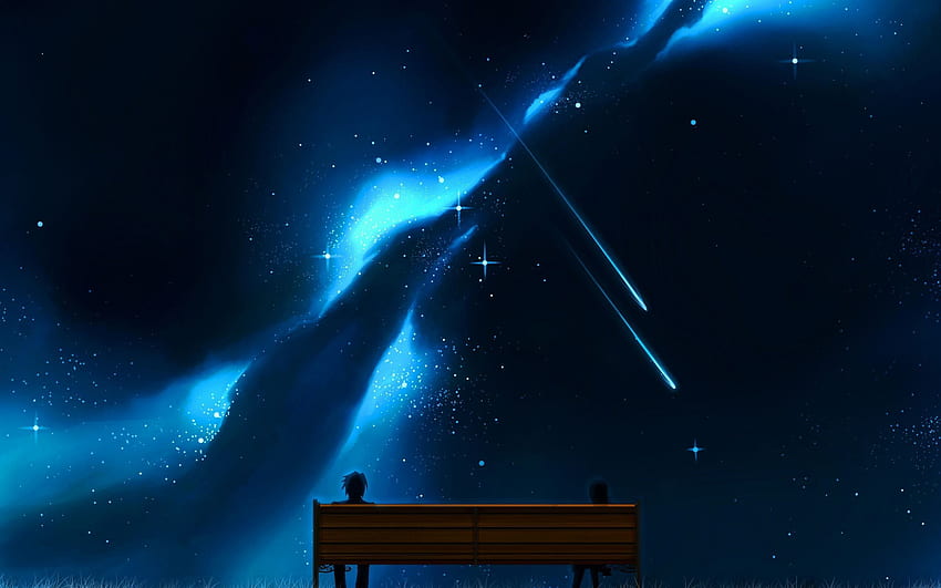 Shooting Stars Bench anime sky . HD wallpaper