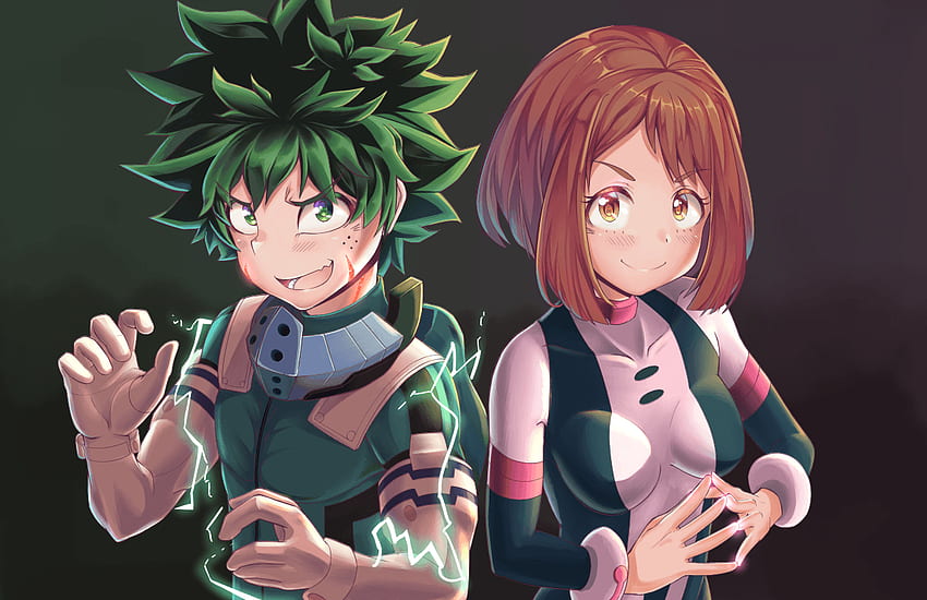 OC][Fanart] Deku et Uraraka Action Shot! (My Hero Academia) : anime Fond d'écran HD