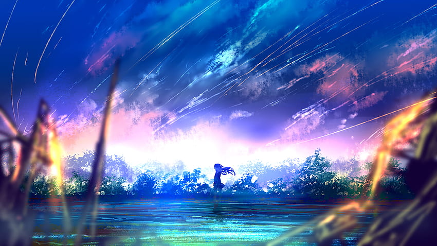 pixiv, cielo, naturaleza, luz, azul, nube, Light Blue Anime fondo de pantalla