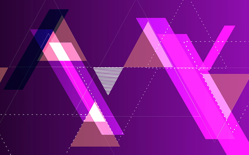 violet geometric shapes, , creative, triangles patterns, geometric backgrounds, abstract backgrounds, geometric shapes HD wallpaper