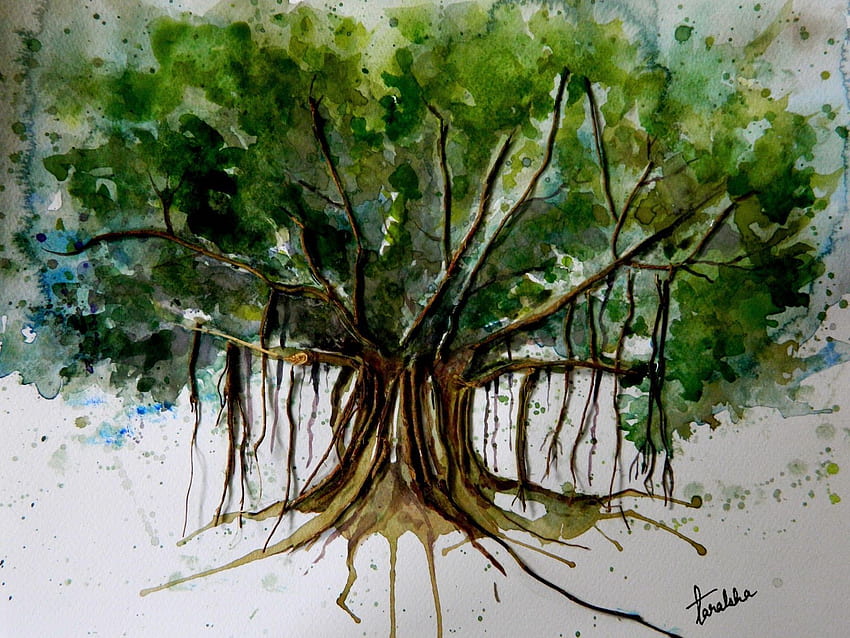 The banyan tree || banyan tree || how to draw and paint Banyan tree in  watercolour easily - YouTube | Tree watercolor painting, Watercolor trees, Banyan  tree
