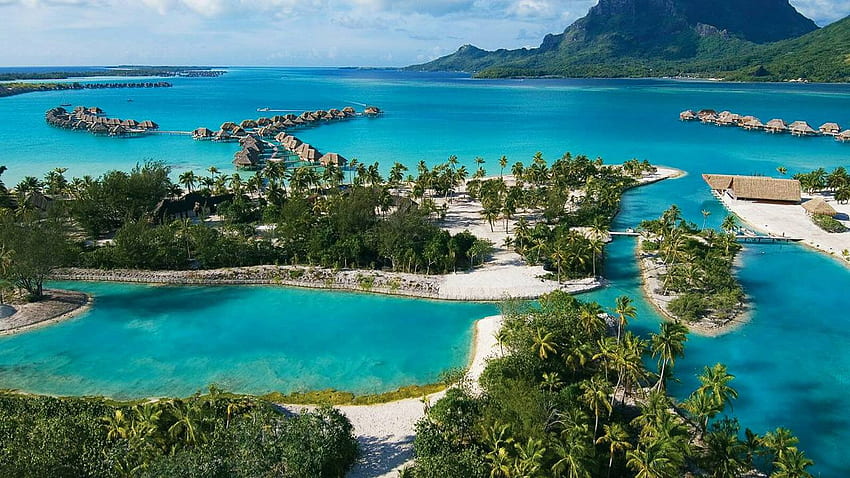 Four Seasons Resort Bora Bora Polynésie française. Architecture Accueil Fond d'écran HD