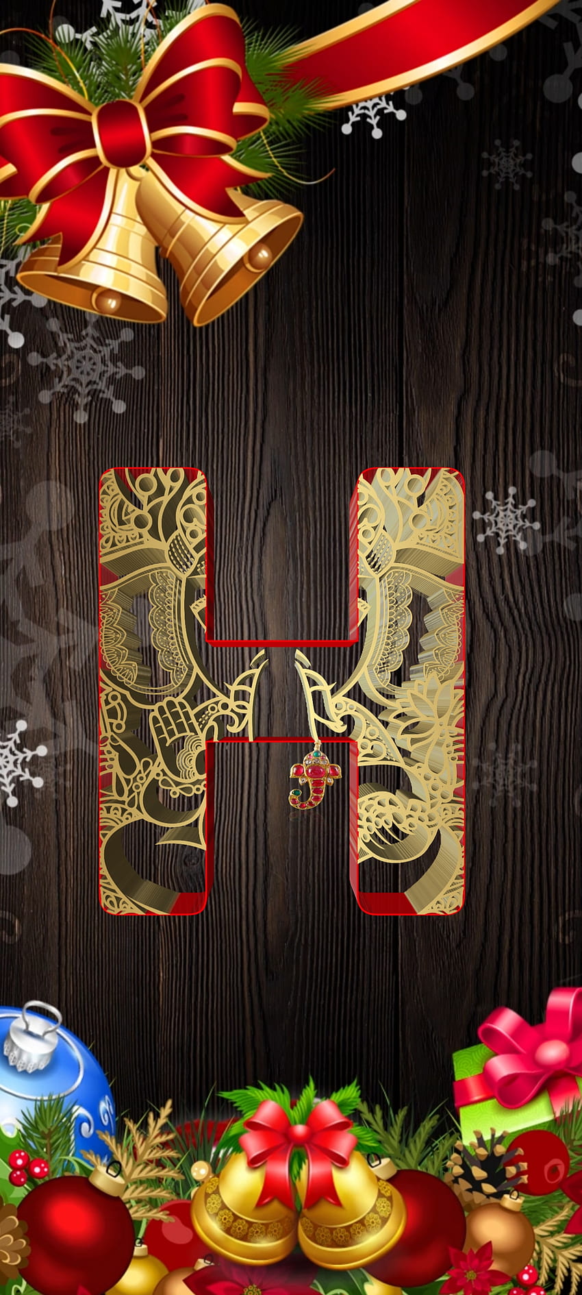 Christmas alphabet H, red, art, fantasy, latter HD phone wallpaper