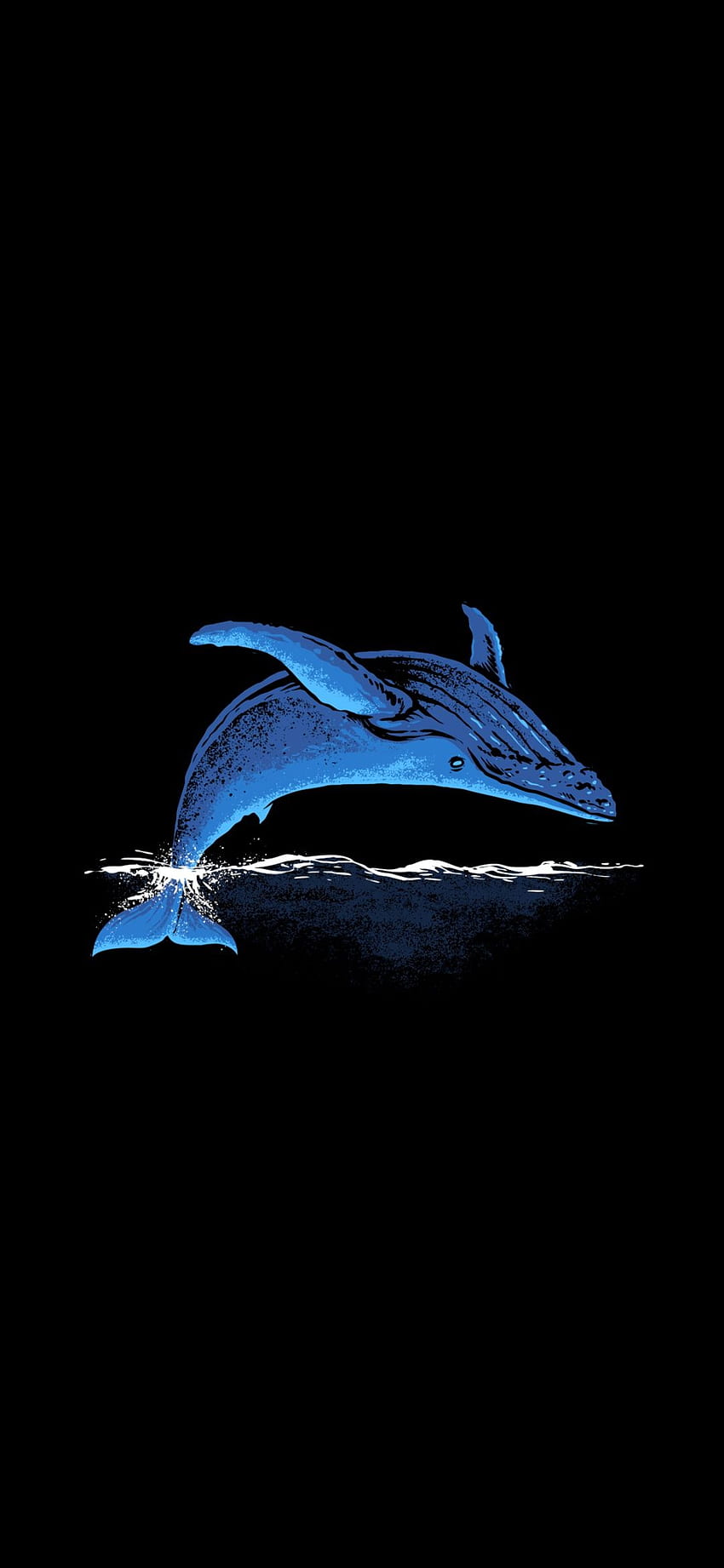 Bleu Baleine Noir Foncé Amoled Asus ROG Phone 3, Baleine Minimaliste Fond d'écran de téléphone HD