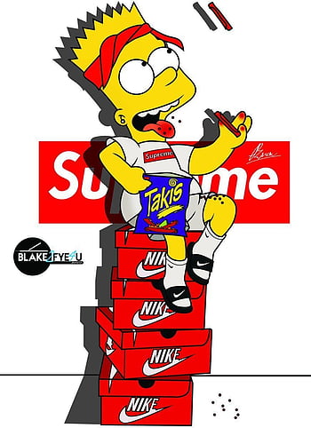 HD wallpaper: Products, Supreme, Bart Simpson, Supreme (Brand), The Simpsons