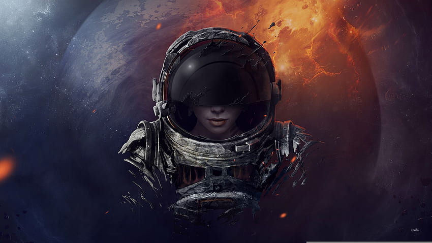 Cosmonaut girl, martingrohs, fantasy, girl, cosmonaut, grohs HD wallpaper
