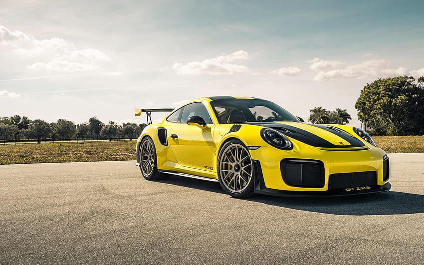 Porsche 911 GT2 RS, yellow sports car, yellow Porsche 911, Porsche 911 tuning, German sports cars, Porsche HD wallpaper