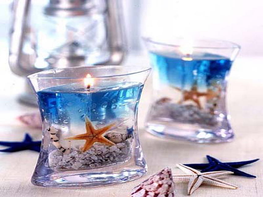 starfish candle, starfish, blue, shell, candle HD wallpaper