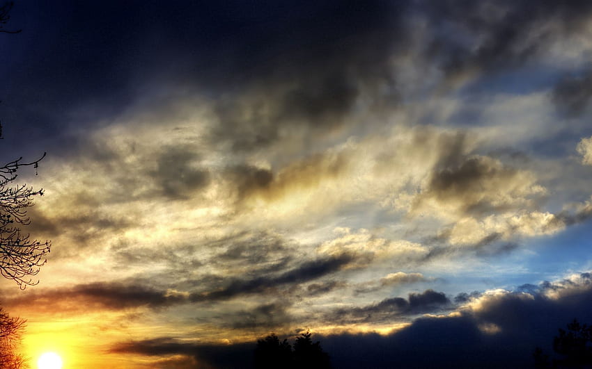 Nature, Sunset, Sky, Twilight, Clouds, Dusk, Evening, Shadows HD wallpaper