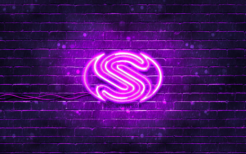 Sapphire violet logo, , violet brickwall, Sapphire logo, brands ...