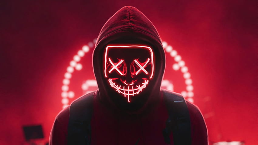 Red Neon Mask arte digital fondo de pantalla