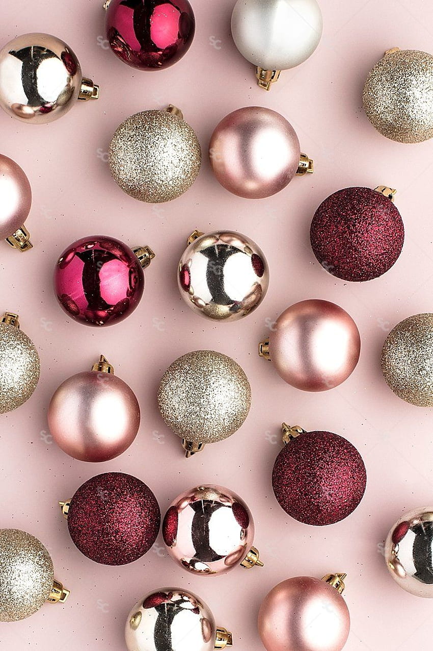 クリエイティブなビジネス オーナー向けの季節限定のホリデー スタイルのストック グラフィ。 クリスマス , クリスマスの電話 , ピンクのクリスマスの飾り, ピンクのクリスマスの飾り HD電話の壁紙