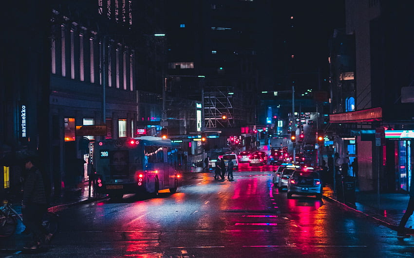 Nacht Stadt, Straße, Beleuchtung, Verkehr, Sydney - -, Stadtstraße bei Nacht HD-Hintergrundbild