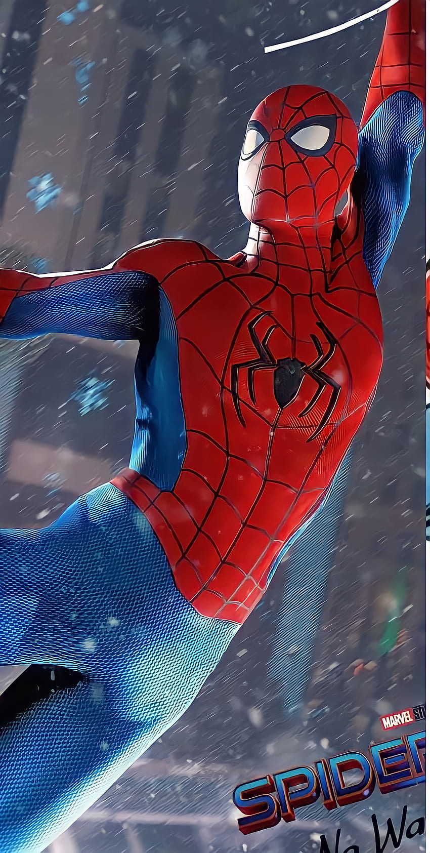 Spiderman Neuer Anzug, rot, super, NoWayHome, elektrisches Blau, Wunder, Superheld, Held, Spinne HD-Handy-Hintergrundbild