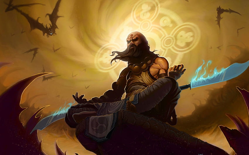 Video games blade fantasy art artwork Diablo III monk meditation fan, Samurai Meditation HD wallpaper