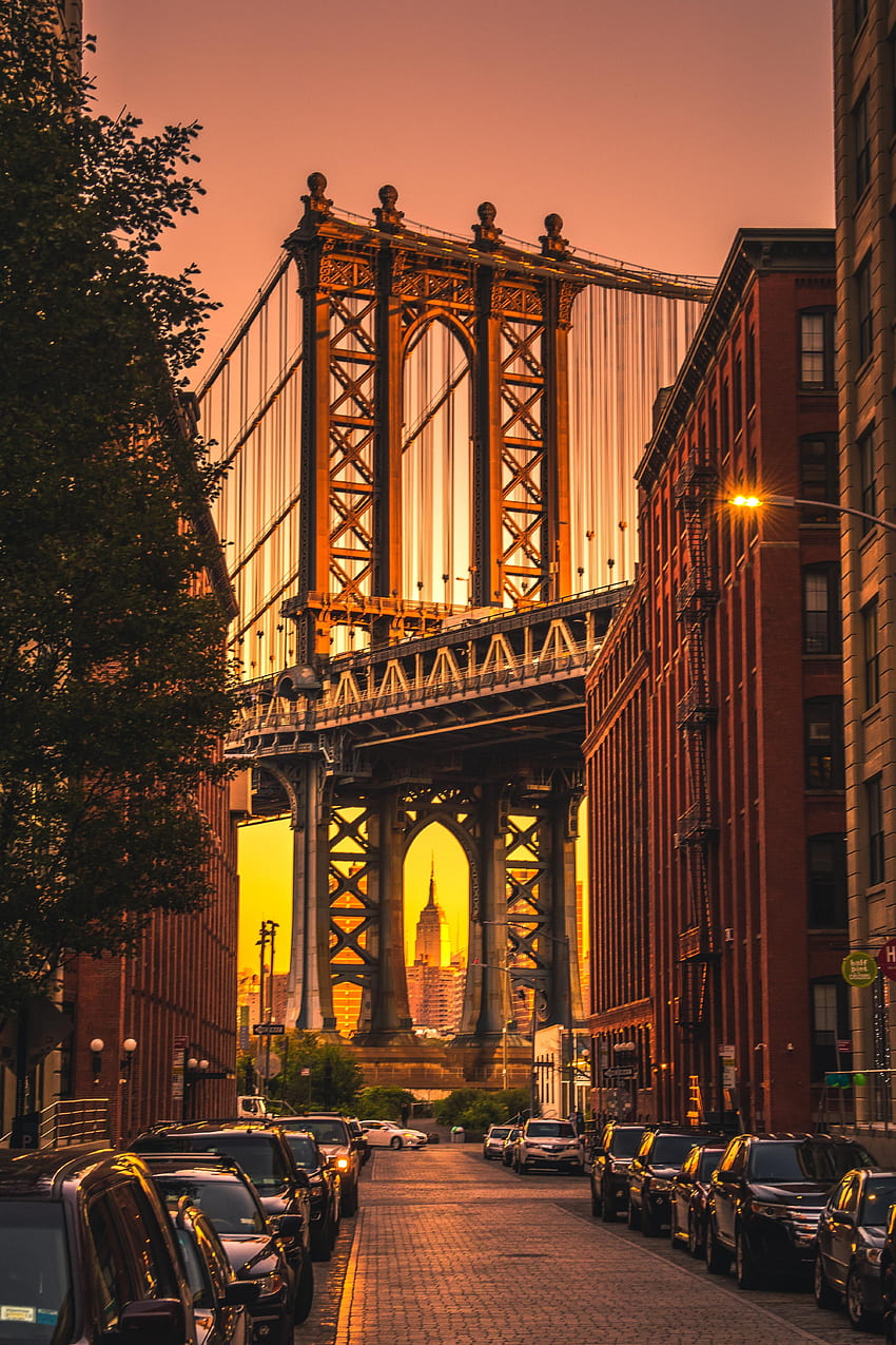 Dumbo Brooklyn! の Manhattan Bridge の ITAP。 ニューヨーク絵画、マンハッタン橋、ニューヨーク旅行 HD電話の壁紙