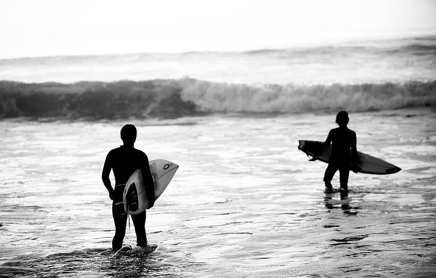 ola, playa, olas, playa, blanco y negro, blanco y negro, deportes extremos, tabla de surf, surfistas, surfistas para, sección спорт fondo de pantalla
