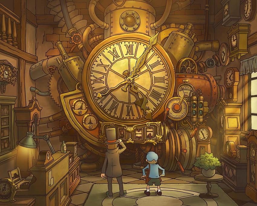 Professor Layton. Always loved that clock machine. So elaborate HD wallpaper