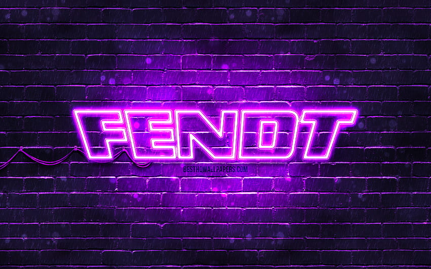 Fendt violettes Logo, , violettes Brickwall, Fendt Logo, Marken, Fendt Neon-Logo, Fendt HD-Hintergrundbild