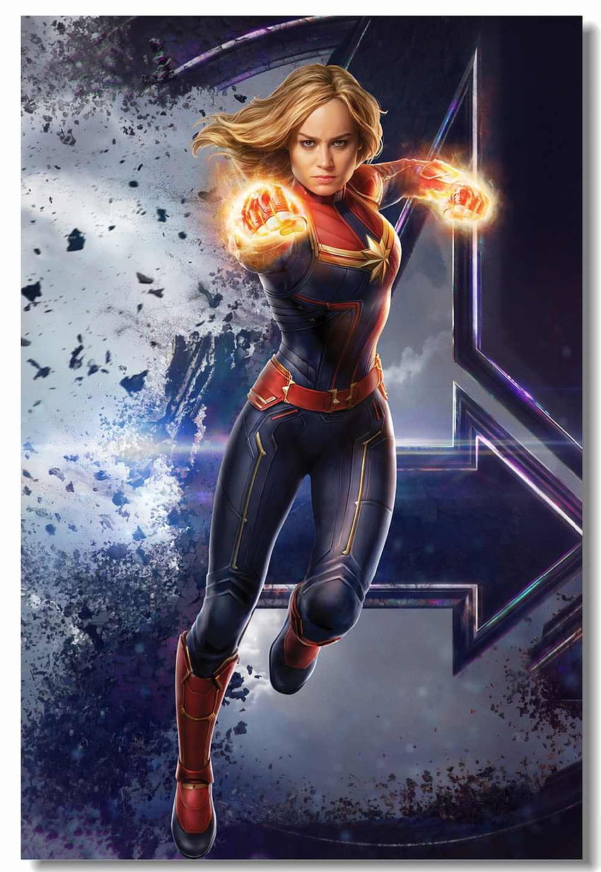 Персонализирани платнени стикери за стена Brie Larson Avengers End Game Poster Thanos Infinity War Стикери за стена Captain Marvel HD тапет за телефон