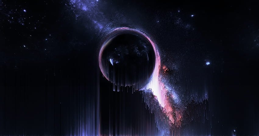 Glitch, agujero negro, oscuridad, espacio, fantasía, arte. fondo de pantalla