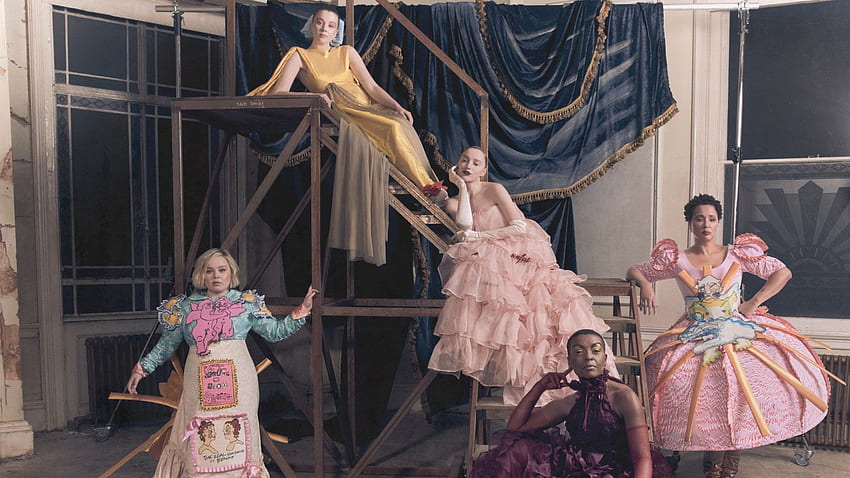 The Cast Of 'Bridgerton' Models Gowns Fit For A Modern Day Debutante Ball. British Vogue HD wallpaper