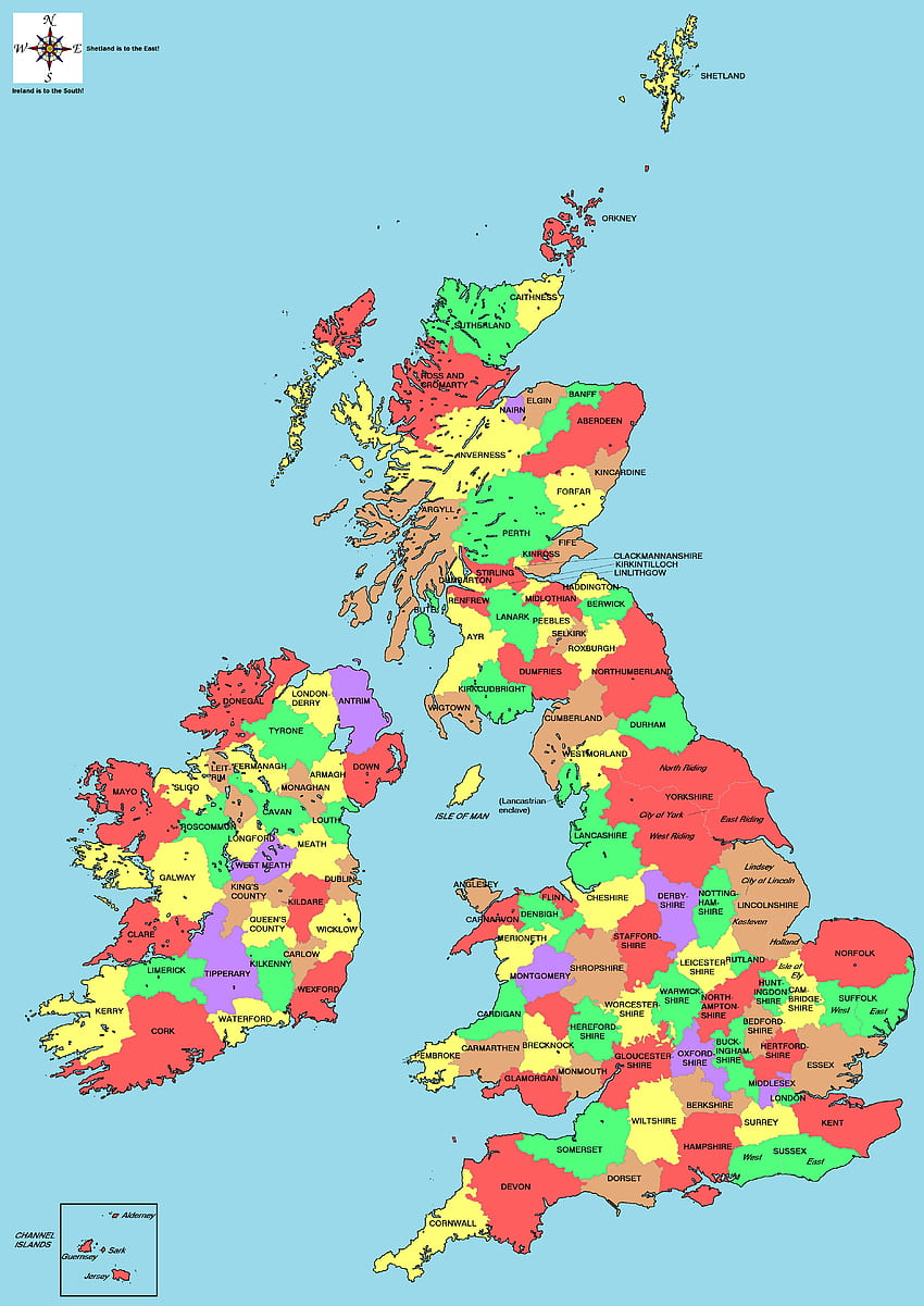 The historic Counties of the UK & Ireland. County names in capitals, subdivisions in italics. [] : MapPorn HD phone wallpaper