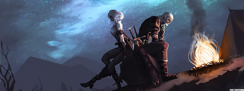 The Witcher 3: Wild Hunt - Geralt & Ciri、ウィッチャー 3 デュアル モニター 高画質の壁紙