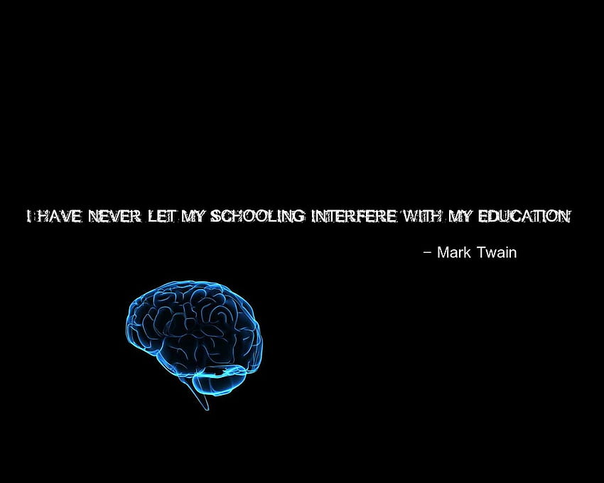 text, quotes, brain, Mark Twain, education, black background HD wallpaper