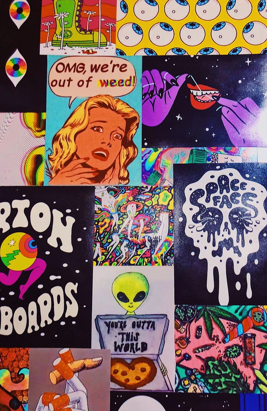 Idee da stoner. trippy, collage wall, iphone estetico, Stoner Aesthetic Sfondo del telefono HD