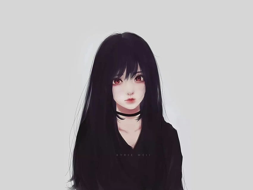 Anime, anime girls , black hair, Kyrie Meii, portrait, looking at camera • For You For & Mobile, Black Aesthetic Camera HD wallpaper