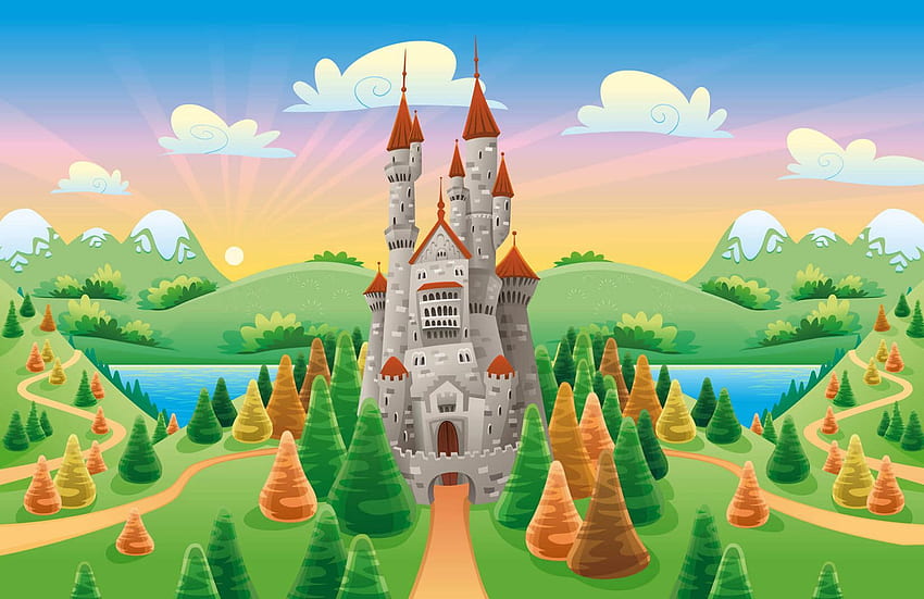 Planície infantil do castelo dos desenhos animados. Mural do Castelo, Mural, Mural do Mapa Mundi papel de parede HD