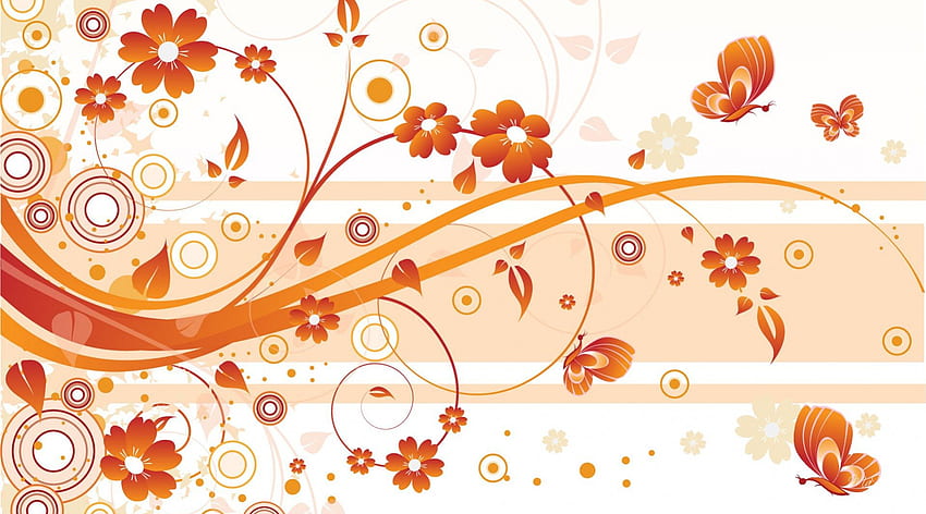 花浮気、ベクトル、花、金、春、オレンジ、夏、蝶、蝶、花、フルール 高画質の壁紙