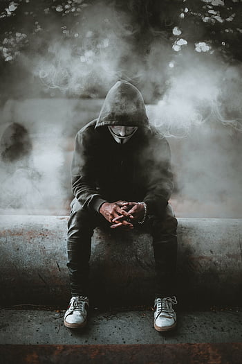 Black Hooded Man With Laptop In Dark Background Image, Hacker Stock Image,  Mtk, Dark Web Picture Background Image And Wallpaper for Free Download