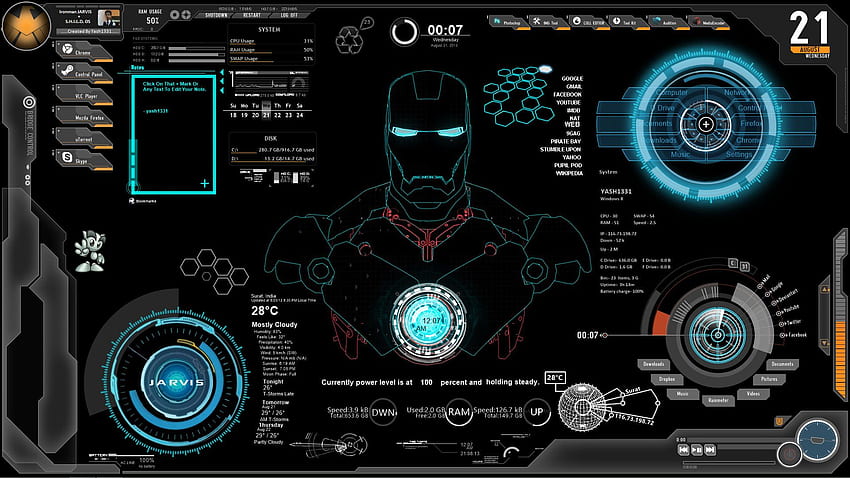 Animowany Iron Man Jarvis Tapeta HD