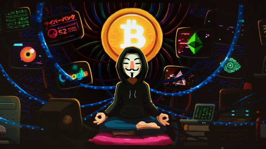 meditação, arte, anônimo, hacker, Bitcoin, fundo, 64c863, Meditation Laptop papel de parede HD