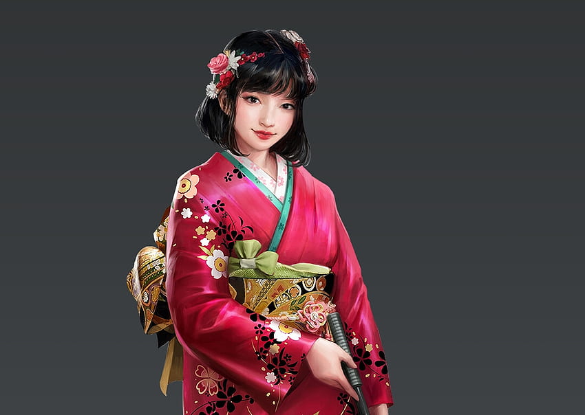 Asian girl, frumusete, grey, asian, girl, age of sail, pink, komono, skymoons kyiv, fantasy, luminos HD wallpaper